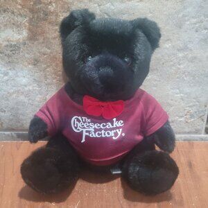 Black Plush Teddy Bear Maroon T Shirt The Cheesecake Factory Logo